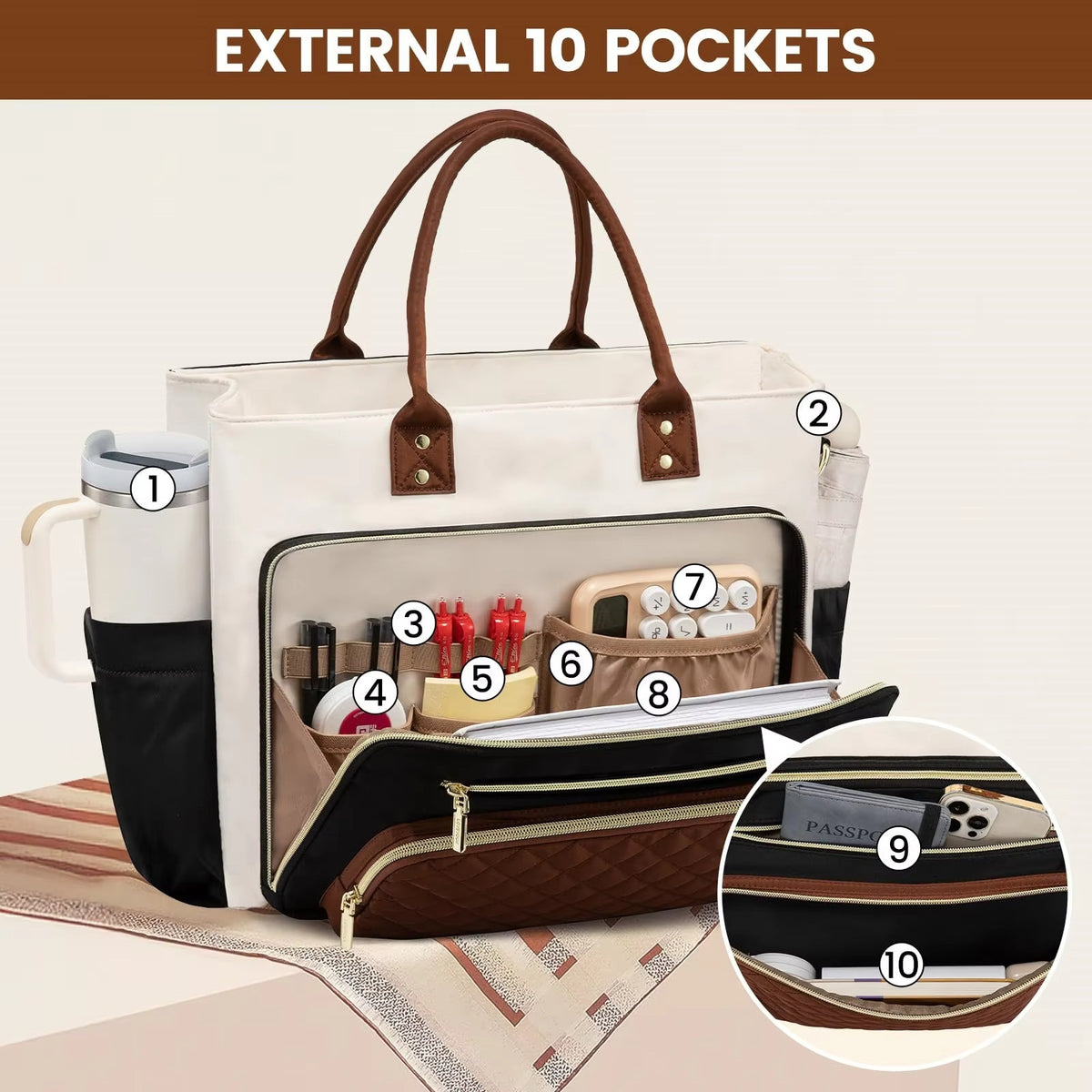 Tote Bag de Travail Femme — 3 Coloris