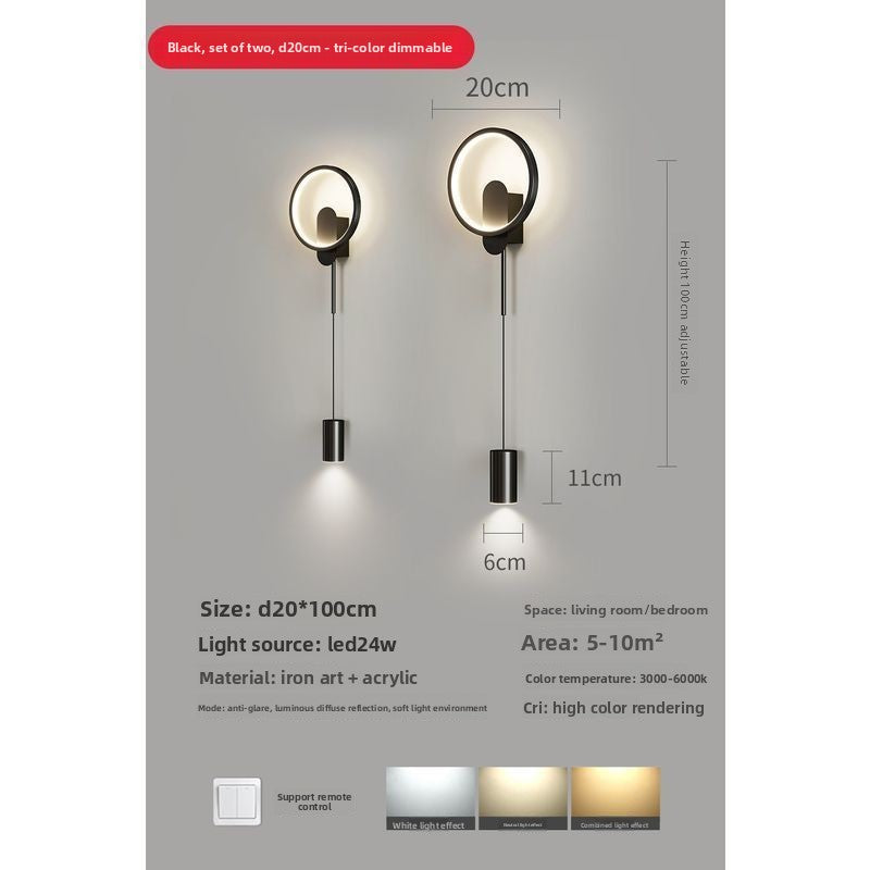 Applique Murale LED Design Nordique Tricolore avec Télécommande – Lot de 2