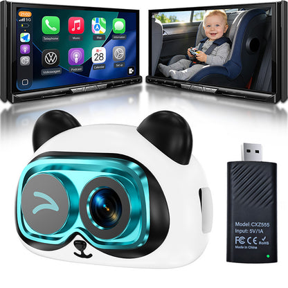 Moniteur Bébé pour Siège Auto — Caméra 5 MP / Vision Nocturne / CarPlay