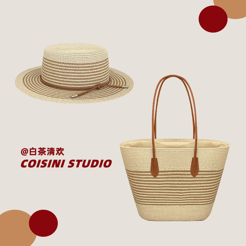 StrawSet – Kit Sac Cabas + Chapeau Paille Tressé Femme