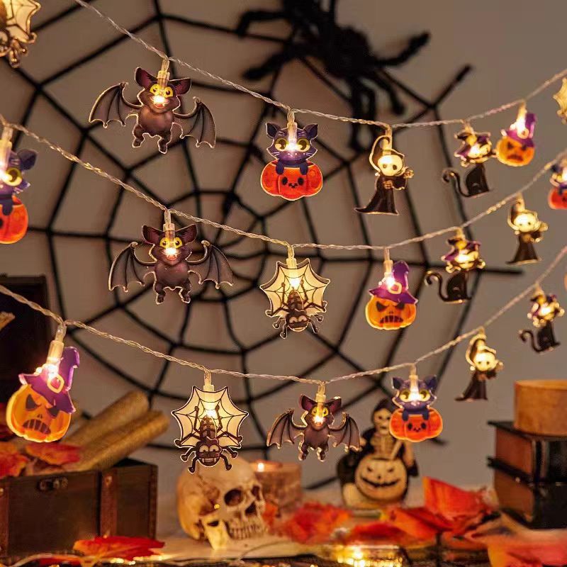 Guirlande LED Halloween — Citrouille / Fantôme / Araignée / 6M 40 Ampoules / Télécommande