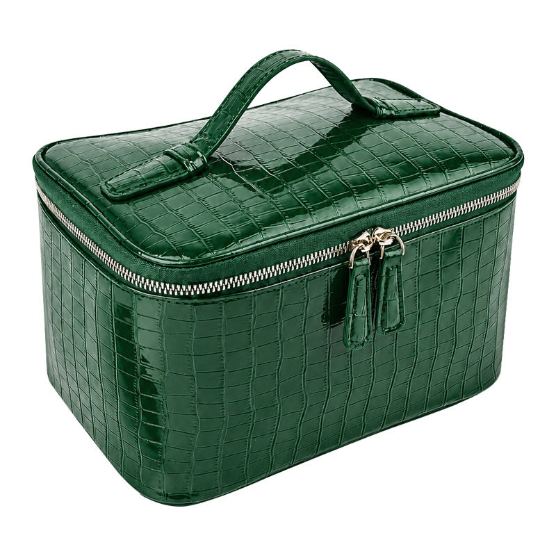 Trousse Maquillage Texture Croco PU Imperméable — Grande Capacité / 4 Coloris