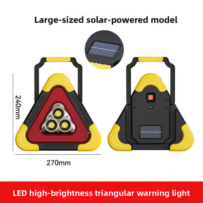 Triangulaire d’Urgence Multifonctionnelle LED — 800-1000 lm / Solaire + USB / 4 Modes / Sécurité Routière