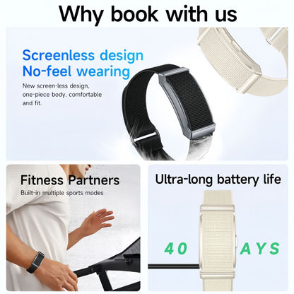 Bracelet Connecté Sans Écran - Suivi Santé & 21 Jours d’Autonomie / 2 Coloris