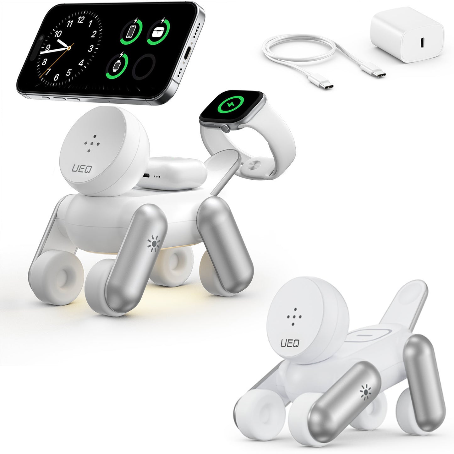Chargeur Sans Fil 3-en-1 Purppy — Chiot Robot Pliable / 15W / LED
