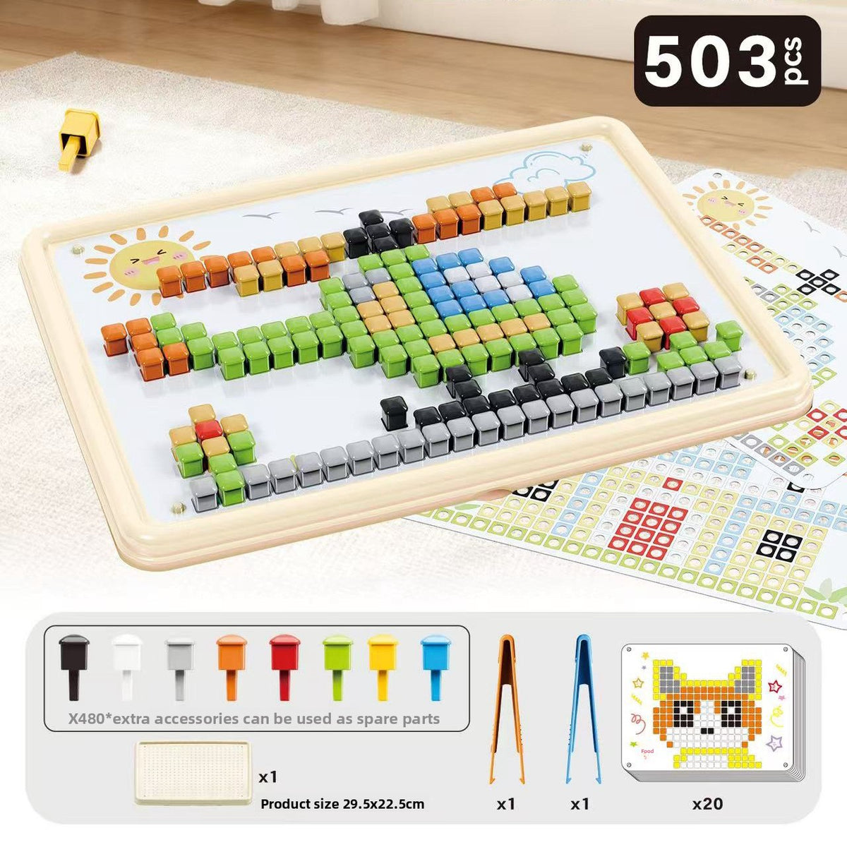 Puzzle Pixel Art à Clous Enfant — Kit Deluxe 504 Pièces