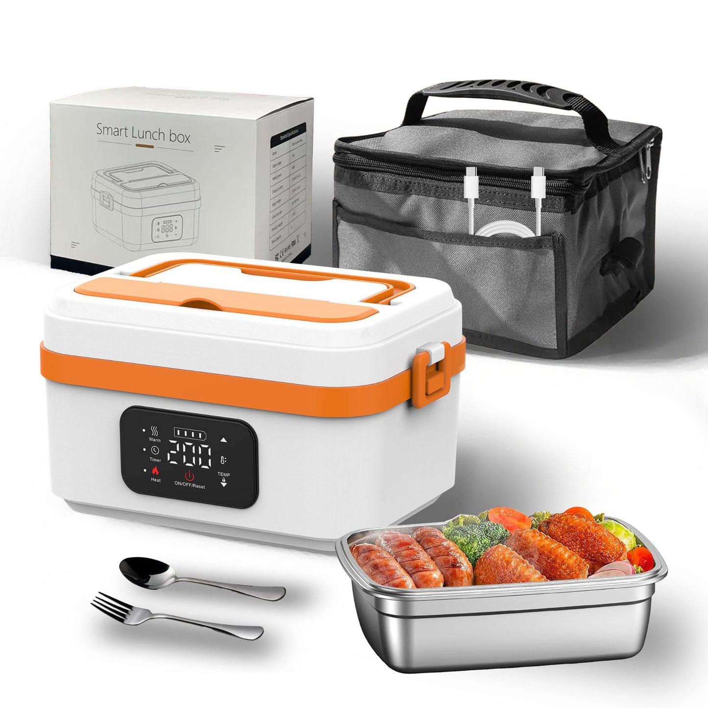 Lunch Box Chauffante Sans Fil Rechargeable — Inox 304 / 1L / USB-C / 60W