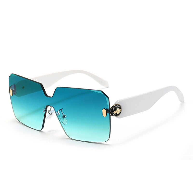 Lunettes de Soleil Sans Monture Motif Tête de Serpent UV400