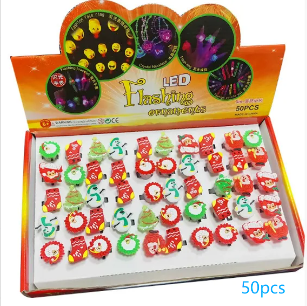 Bagues Lumineuses LED — Lot de 50 / Thème Noël ou Halloween / Soirées & Fêtes