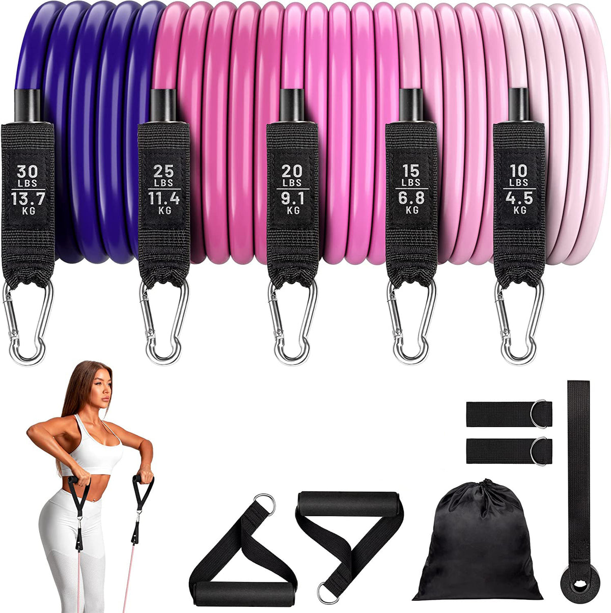 Kit Élastiques de Musculation TPE 11 Pièces  / 4 Coloris