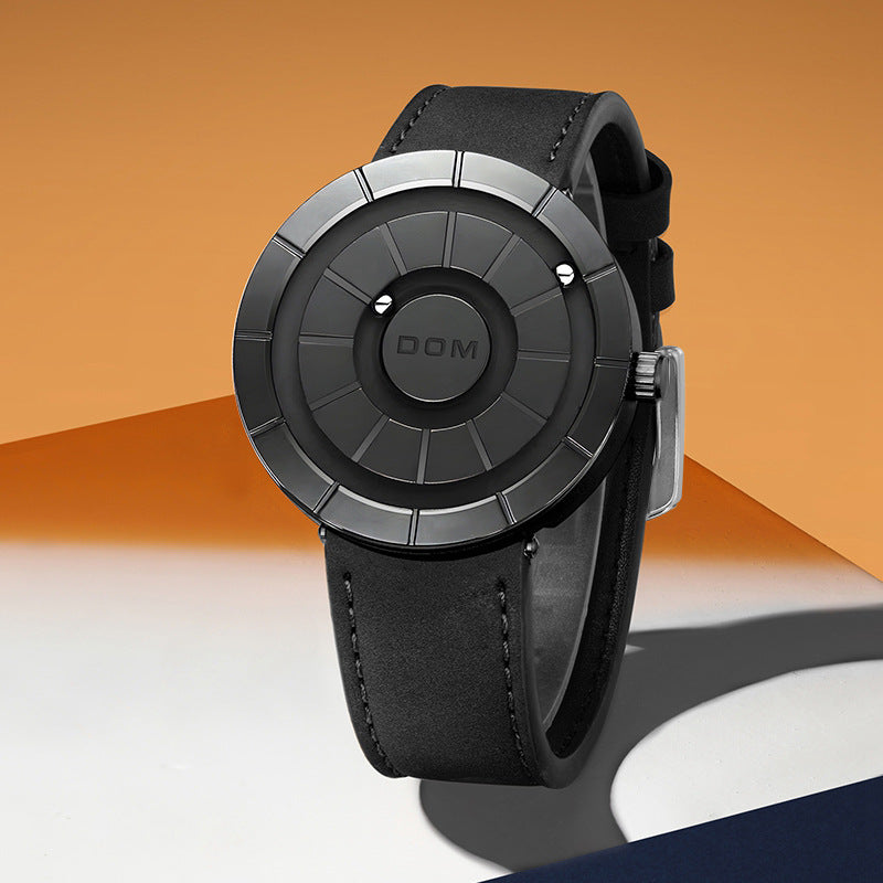 Montre DOM Billes Magnétiques — Cadran Sans Aiguilles / Quartz / Cuir Véritable