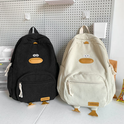 Sac à Dos Velours Côtelé Motif Canard Mignon