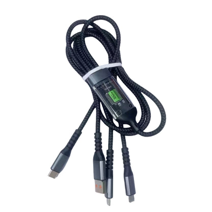 Câble Tressé 3-en-1 Charge Rapide 100W Affichage Digital — 1,2m & 2m