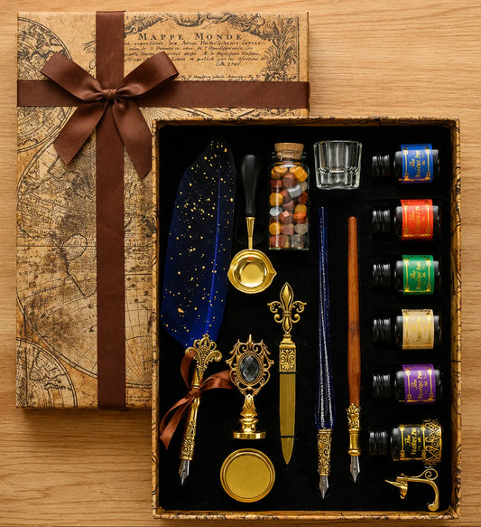 Plume Style Européen Vintage — Finitions Dorées / Pointe Acier 0.5mm / Coffret Cadeau