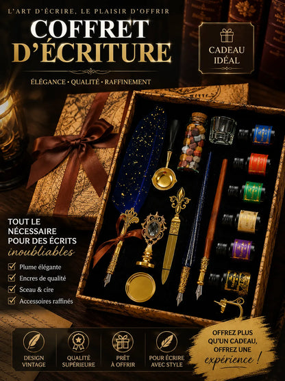 Plume Style Européen Vintage — Finitions Dorées / Pointe Acier 0.5mm / Coffret Cadeau