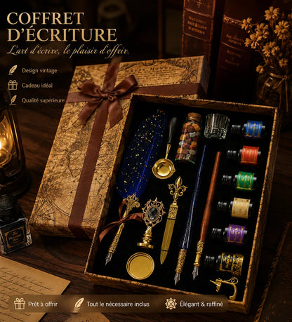Plume Style Européen Vintage — Finitions Dorées / Pointe Acier 0.5mm / Coffret Cadeau