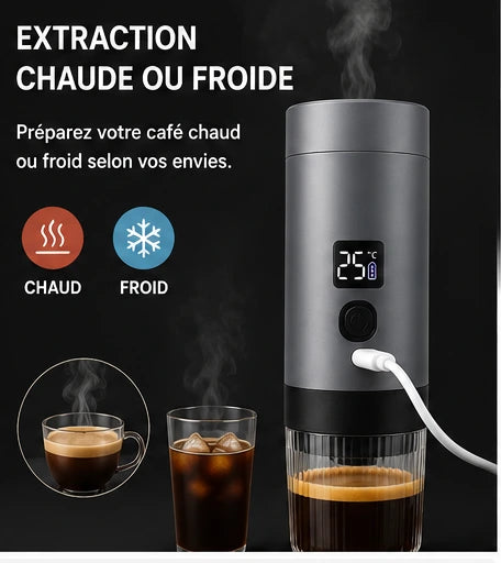 Machine à Café Portable 3-en-1 — Capsules & Café Moulu / Chauffage Rapide