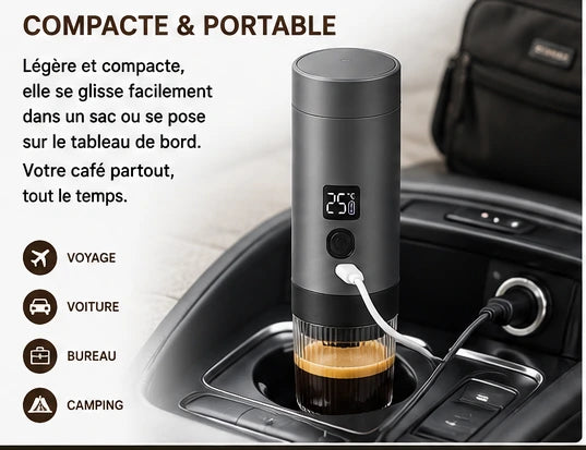 Machine à Café Portable 3-en-1 — Capsules & Café Moulu / Chauffage Rapide