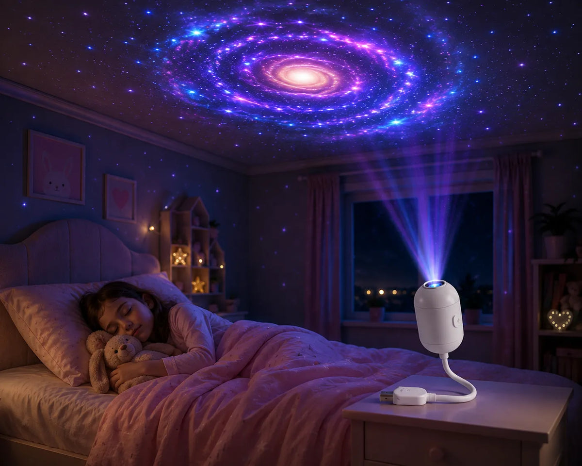 Veilleuse Projecteur LED Enfant — 24 Disques Images / Col de Cygne USB / Orientable