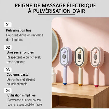 Brosse Massante Électrique avec Spray Hydratant