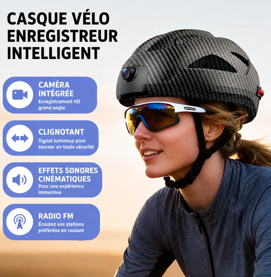 Casque Vélo Connecté K62 — Bluetooth / Caméra HD Intégrée / 20h Autonomie / TF Card