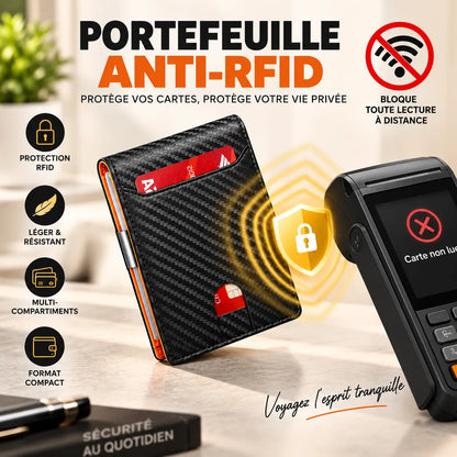 Portefeuille Bi-fold Anti-RFID Fibre de Carbone — Protection Cartes