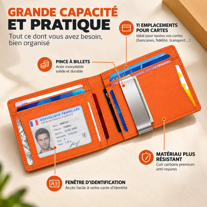 Portefeuille Bi-fold Anti-RFID Fibre de Carbone — Protection Cartes