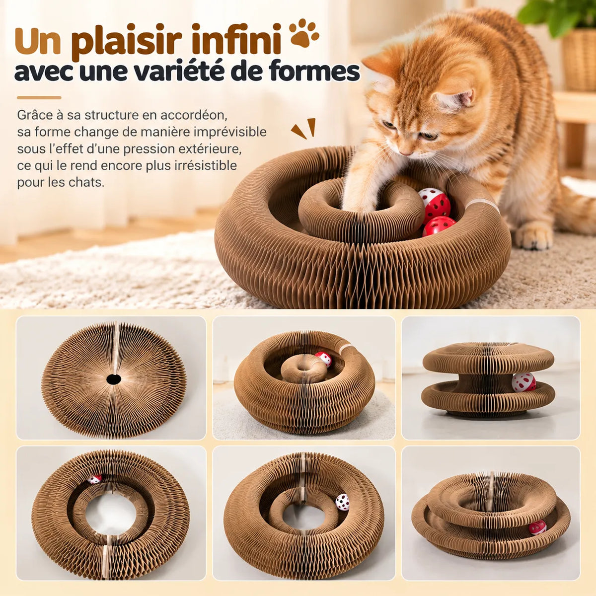 Opvouwbare magnetische krabpaal voor katten met belletjesbal