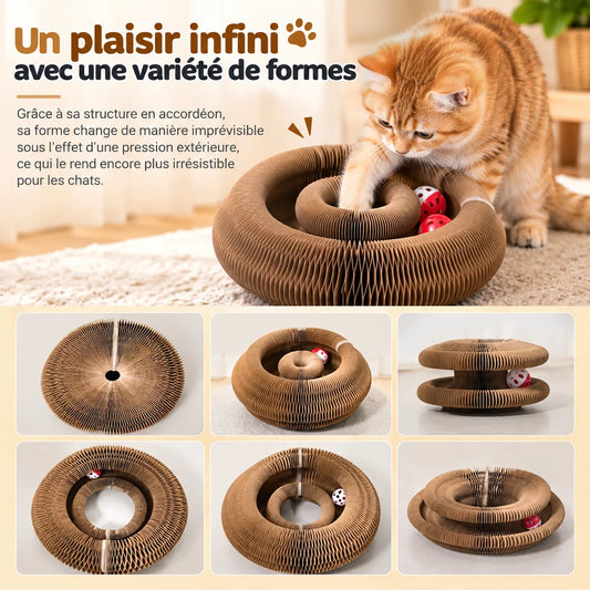 Opvouwbare magnetische krabpaal voor katten met belletjesbal