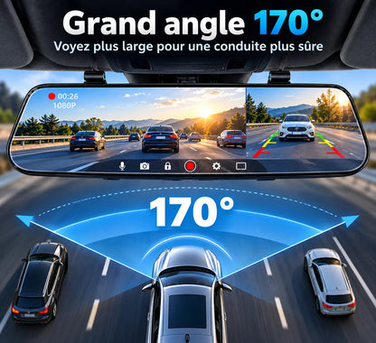 Dashcam Rétroviseur Double Objectif 1080p