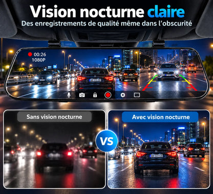 Dashcam Rétroviseur Double Objectif 1080p