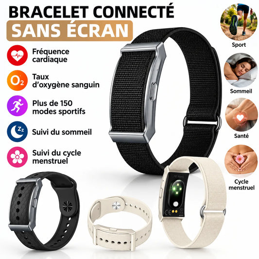 Bracelet Connecté Sans Écran - Suivi Santé & 21 Jours d’Autonomie / 2 Coloris