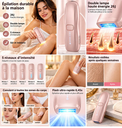 Épilateur IPL Double Lampe Ice Point / Saphir Refroidissant / Corps Entier