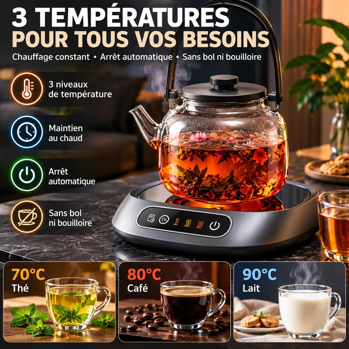 Chauffe-tasse USB / 3 températures