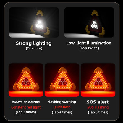 Triangulaire d’Urgence Multifonctionnelle LED — 800-1000 lm / Solaire + USB / 4 Modes / Sécurité Routière