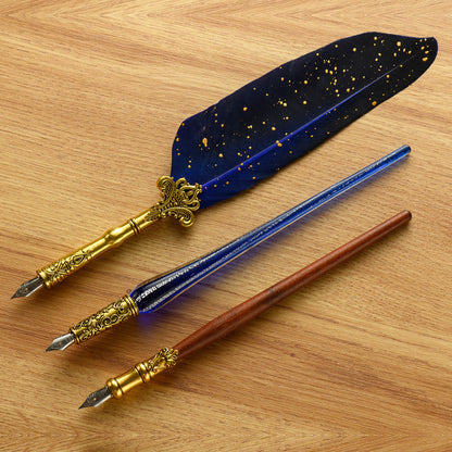 Plume Style Européen Vintage — Finitions Dorées / Pointe Acier 0.5mm / Coffret Cadeau