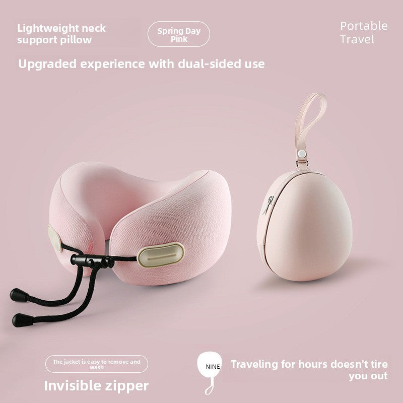 Oreiller de Voyage Cervical Mémoire de Forme — Tissu Ice Silk / Boîte Œuf / 4 Coloris