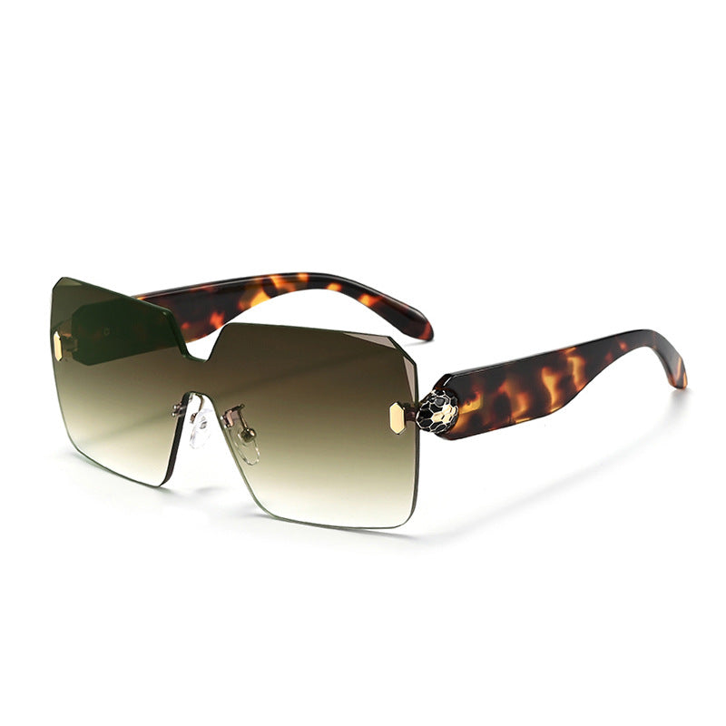 Lunettes de Soleil Sans Monture Motif Tête de Serpent UV400