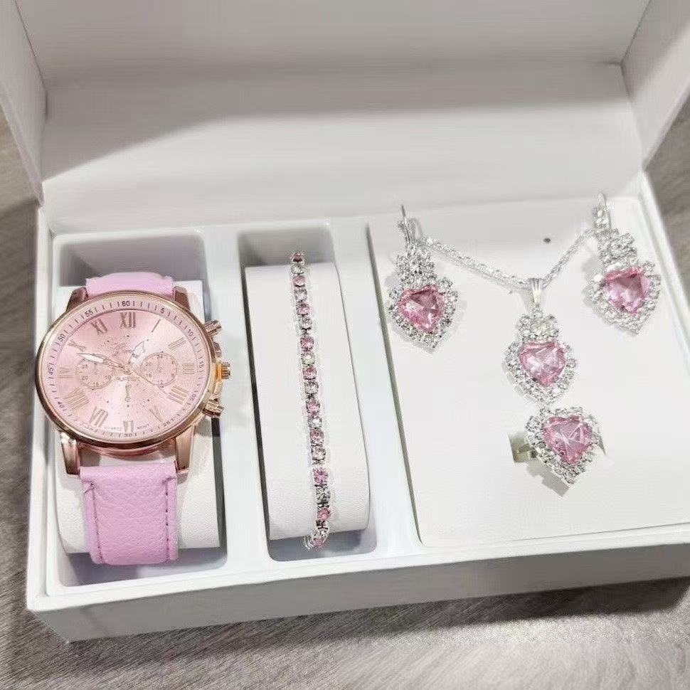 Montre Femme Quartz & Bijoux 5 Pièces