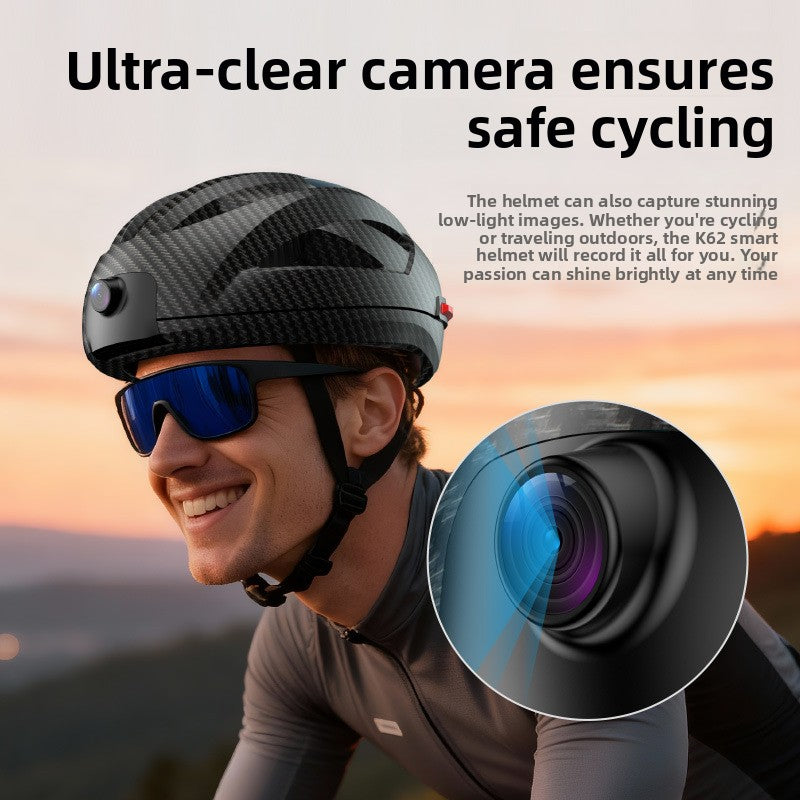 Casque Vélo Connecté K62 — Bluetooth / Caméra HD Intégrée / 20h Autonomie / TF Card