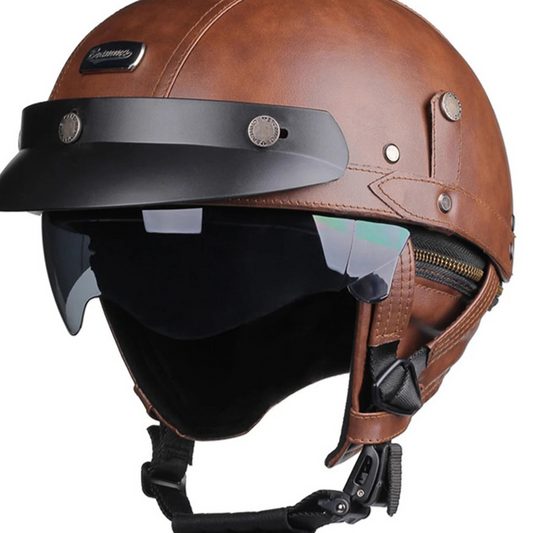 Casque Moto Rétro Demi-Jet avec Visière