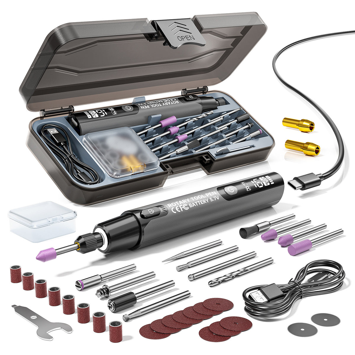 Stylo de Polissage et de Gravure Miniature — 4 en 1, Rechargeable USB