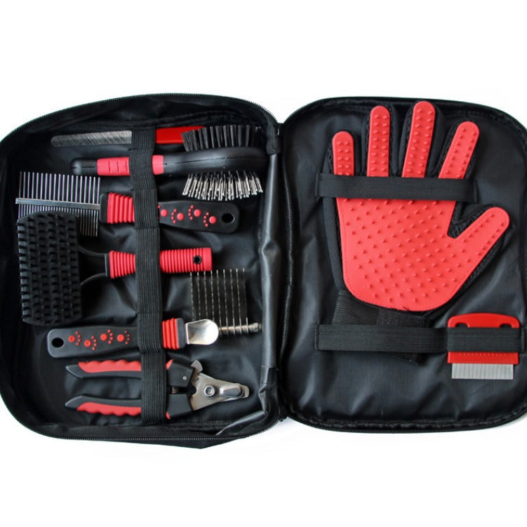 Kit Toilettage Animal 9 Pièces / Peigne Inox & Gant Massage