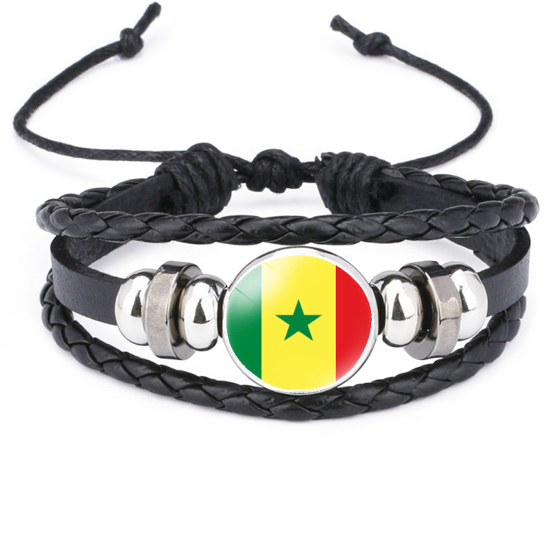 AfricaFlag – Bracelet Cuir 6 Drapeau Africain