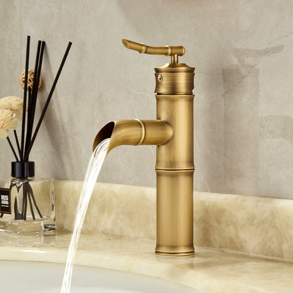 Robinet Salle de Bain Tout Cuivre Style Rétro Bambou – Mitigeur Chaud/Froid