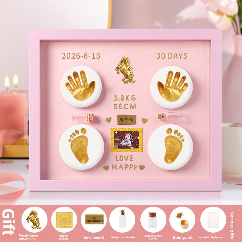 Kit Empreintes Mains & Pieds Bébé — Argile Non Toxique / Cadre 30 cm / Coffret Cadeau