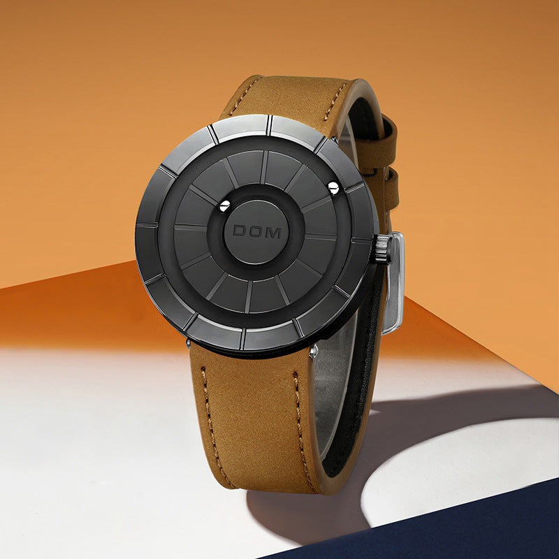 Montre DOM Billes Magnétiques — Cadran Sans Aiguilles / Quartz / Cuir Véritable