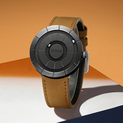 Montre DOM Billes Magnétiques — Cadran Sans Aiguilles / Quartz / Cuir Véritable