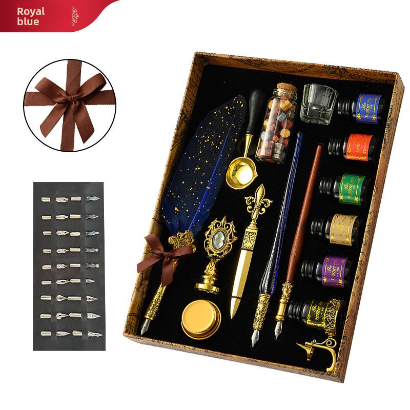 Plume Style Européen Vintage — Finitions Dorées / Pointe Acier 0.5mm / Coffret Cadeau