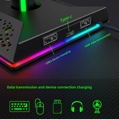 Support pour Casque Gaming RGB avec Hub USB — 3 Ports